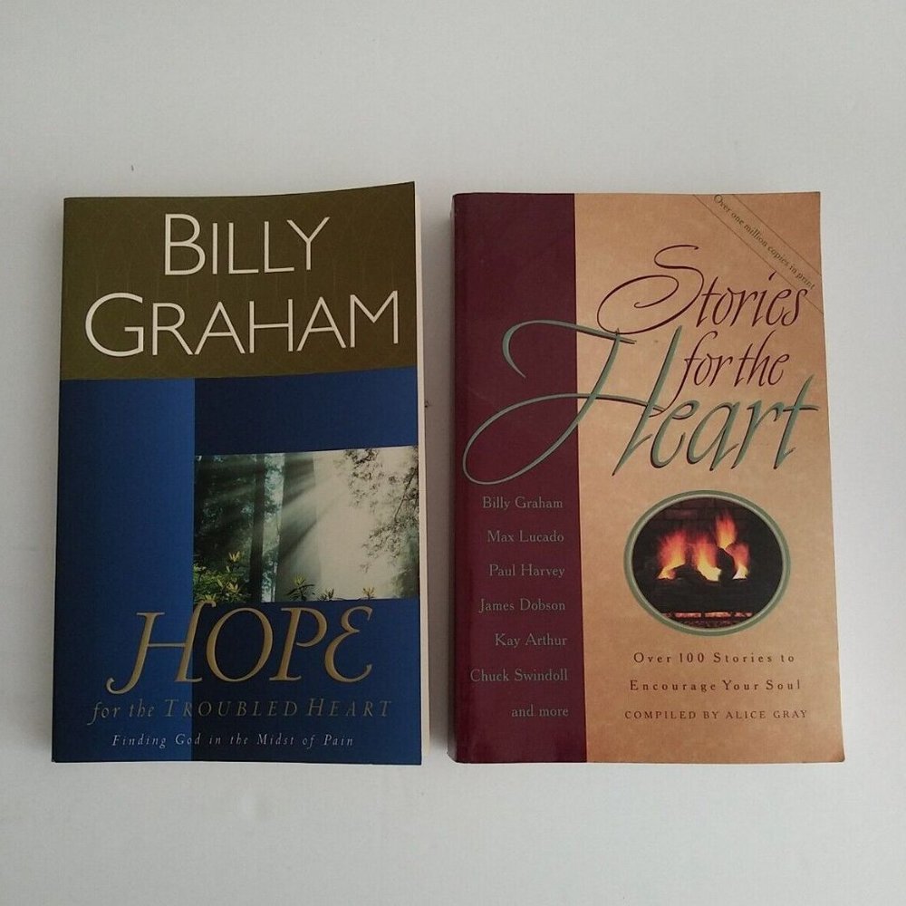 Billy Graham Books Hope For The Troubled Heart Stories For The Heart NEW